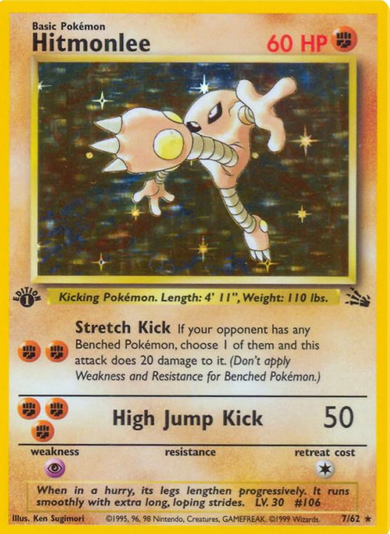 Hitmonlee 1st Edition Holo - Fossil (MP)