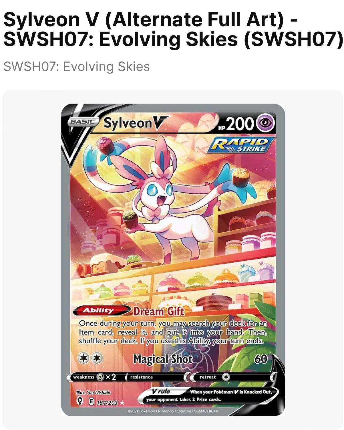 Sylveon V Alt Art Evolving Skies