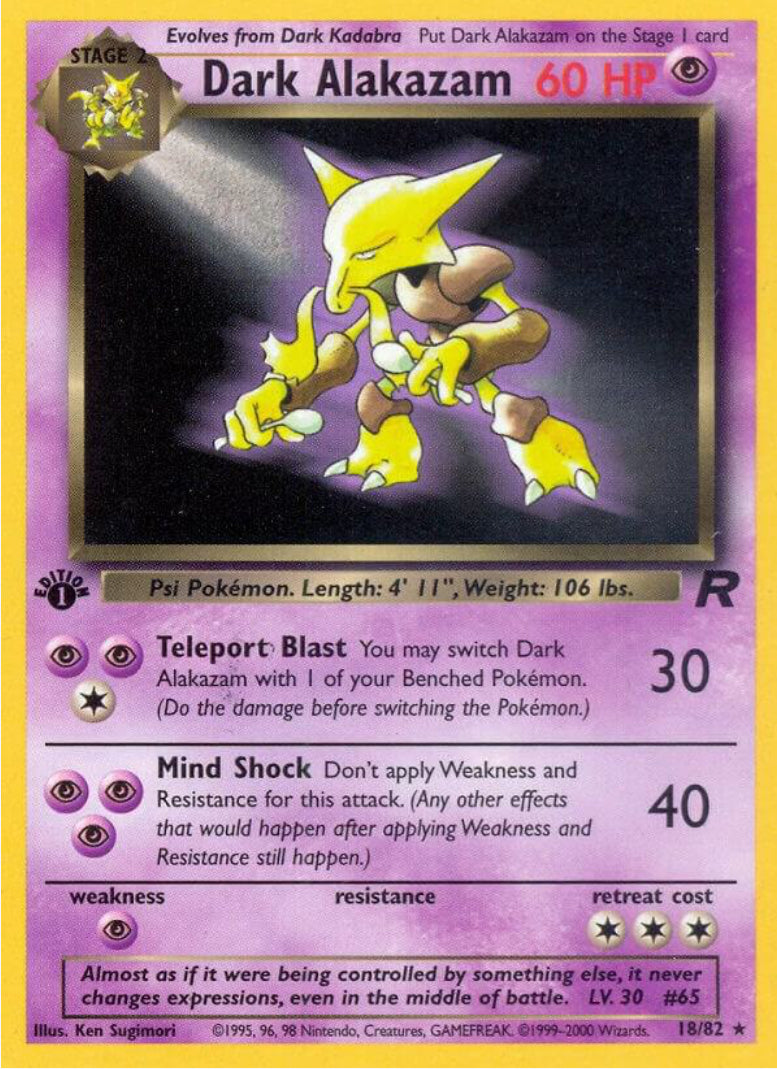 Dark Alakazam #18 Unlimited - Team Rocket (MP)